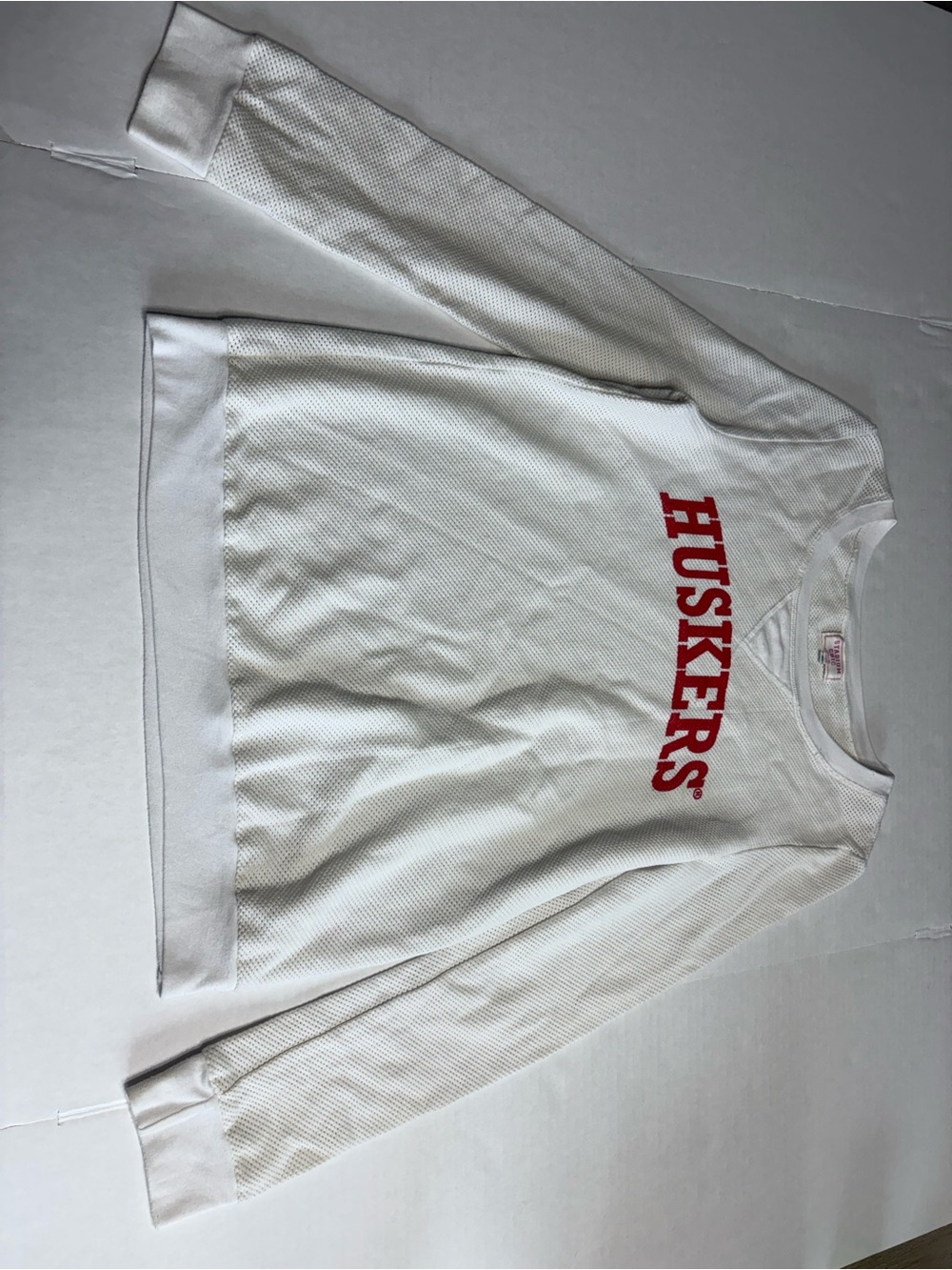 White Long Sleeve 'HUSKERS' Crew Tee - Women's